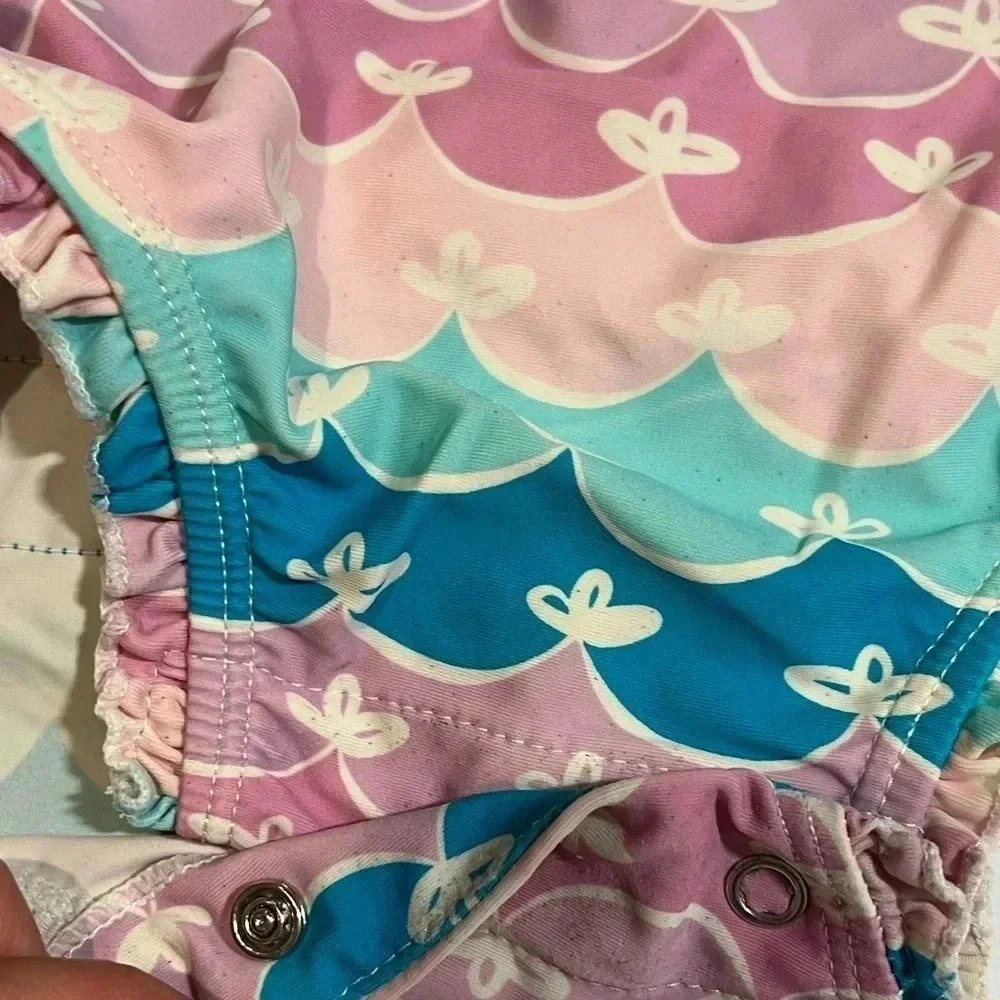 rufflebutts one piece rash guard size 12-18 months mermaid